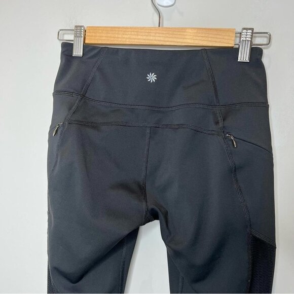 Athleta Womens Size XS Contender Capri Pants Black Mesh Cropped Legging Workout - Picture 9 of 13